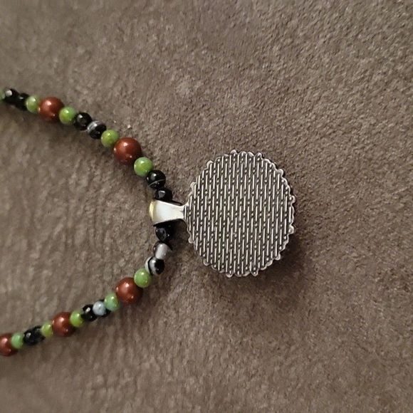 Handmade Agate Swarovski Pearl Czech Glass Pendant Necklace - Picture 7 of 8